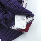 Vintage Lord Jeff Tilden Sweater V-Neck XL Purple Cotton Made in USA Cable Knit