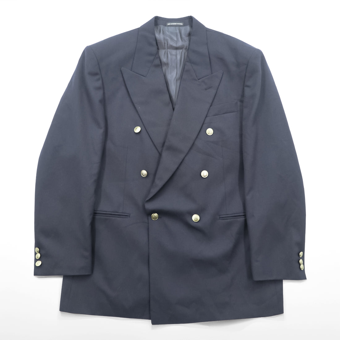 Vintage 1980s CRICKTEER Canada made Peaked Lapel Blazer Double-Breasted Tailored Jacket Navy Sizes XL Gold Buttons