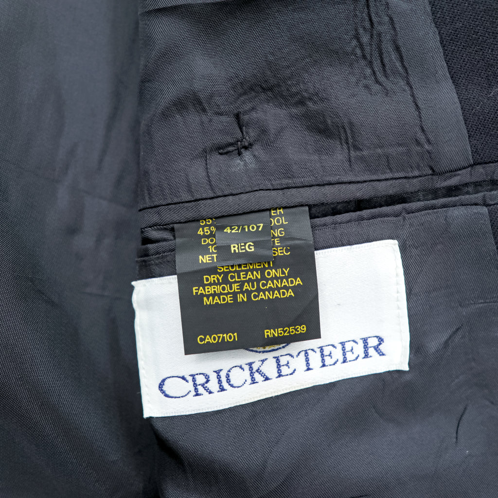 80s Vintage CRICKETEER カナダ製 ダブルジャケット ブレザー XL ネイビー ピークドラペル 金ボタン 紺ブレ テーラード 80年代