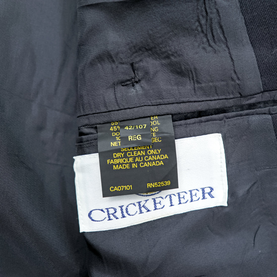 80s Vintage CRICKETEER カナダ製 ダブルジャケット ブレザー XL ネイビー ピークドラペル 金ボタン 紺ブレ テーラード 80年代