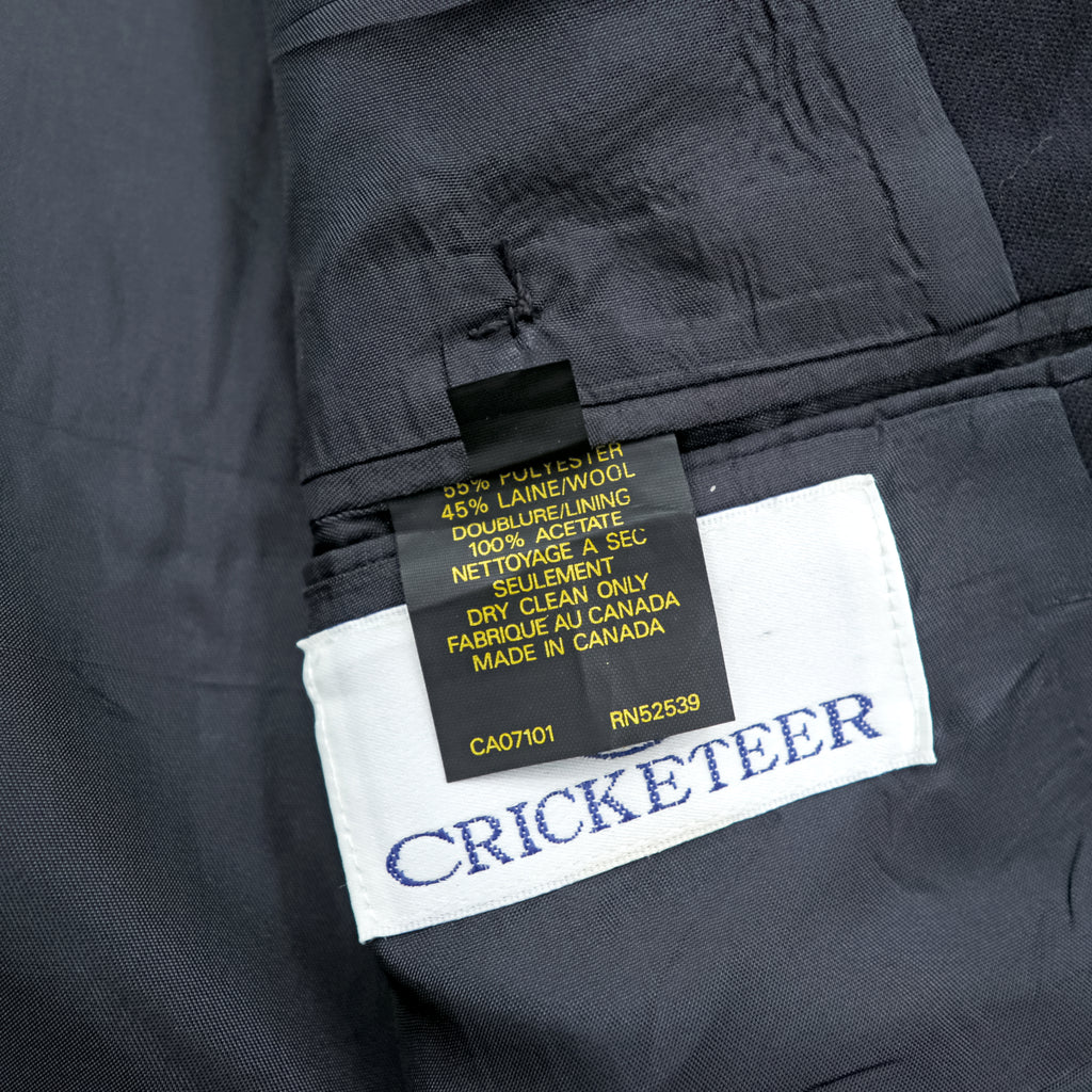 80s Vintage CRICKETEER カナダ製 ダブルジャケット ブレザー XL ネイビー ピークドラペル 金ボタン 紺ブレ テーラード 80年代