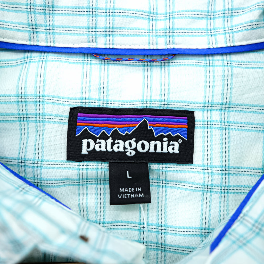 Patagonia オーガニックコットン シャツ L ホワイト チェック L/S Island Hopper 2 52181 未使用品