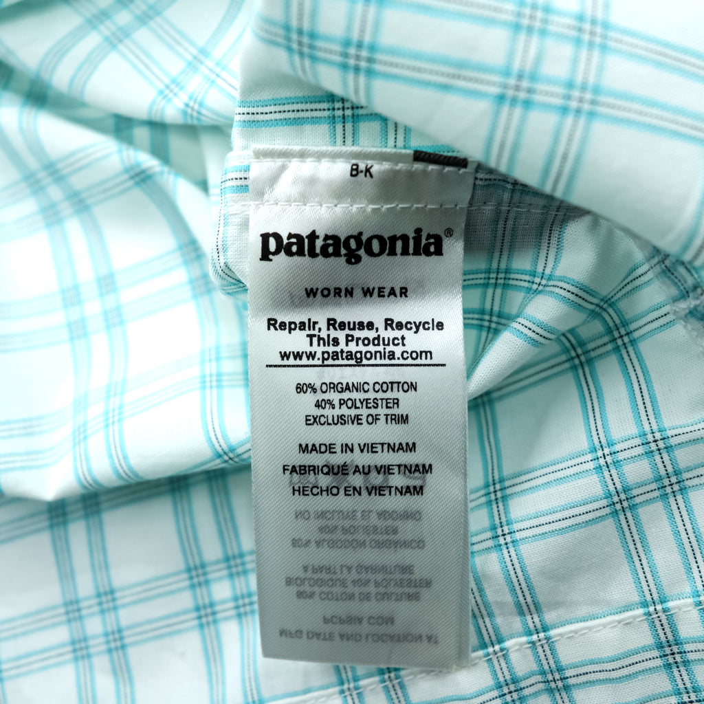 Patagonia オーガニックコットン シャツ L ホワイト チェック L/S Island Hopper 2 52181 未使用品
