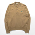 Vintage 80s Chemise Lacoste Knit Polo Sweater Camel Beige Wool French Lacoste