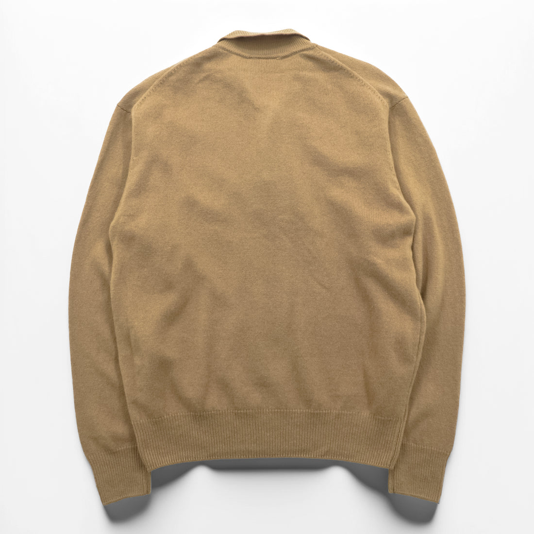Vintage 80s Chemise Lacoste Knit Polo Sweater Camel Beige Wool French Lacoste