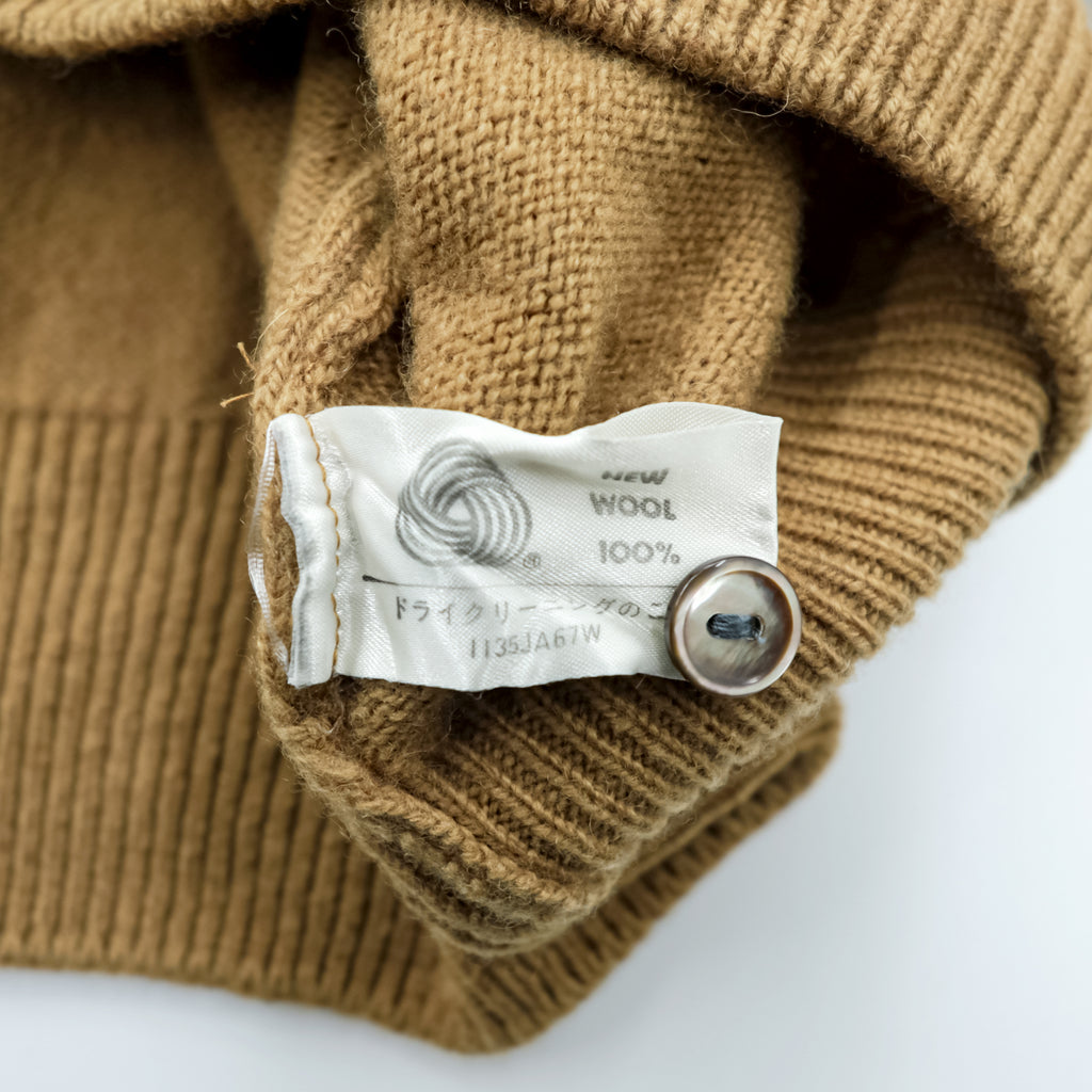 Vintage 80s Chemise Lacoste Knit Polo Sweater Camel Beige Wool French Lacoste