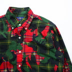 Ralph Lauren ボタンダウンシャツ S グリーン 総柄 タータンチェック カモフラ CLASSIC FIT