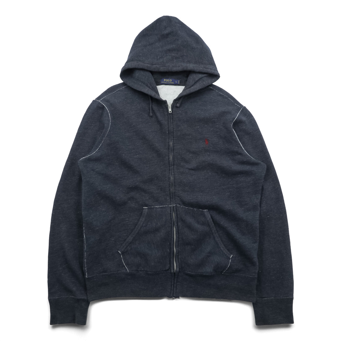 Polo Ralph Lauren Zip-Up Hoodie L Gray Front Pockets TALON Zipper Small Pony Embroidery