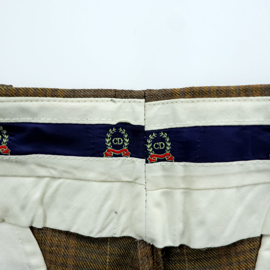 Christian Dior SPORTS 90年代 2タック スラックス パンツ M ブラウン チェック オールド 日本製 ヴィンテージ