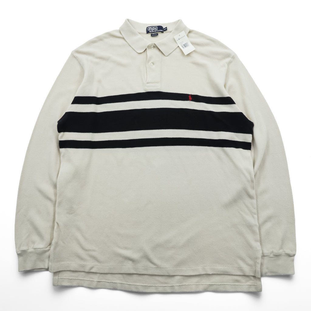 Polo Ralph Lauren 90年代 サーマル 長袖 ポロシャツ ラガーシャツ XL ベージュ スモールポニー刺繍