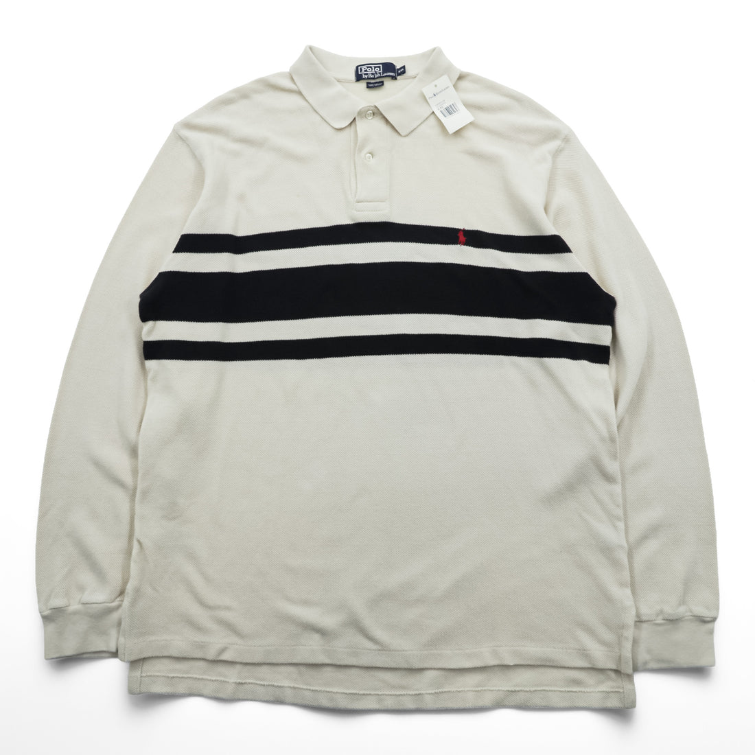 Polo Ralph Lauren 90年代 サーマル 長袖 ポロシャツ ラガーシャツ XL ベージュ スモールポニー刺繍