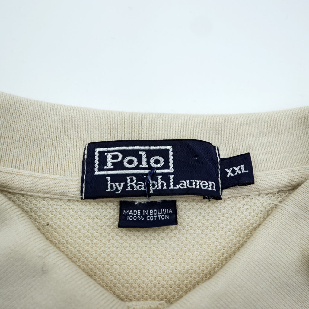 Polo Ralph Lauren 90年代 サーマル 長袖 ポロシャツ ラガーシャツ XL ベージュ スモールポニー刺繍