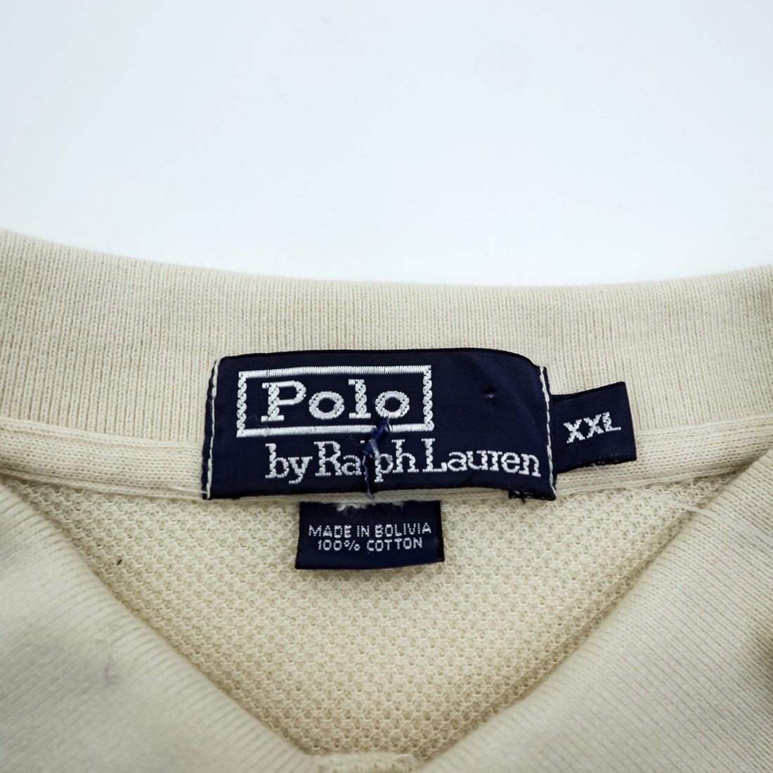 Polo Ralph Lauren 90年代 サーマル 長袖 ポロシャツ ラガーシャツ XL ベージュ スモールポニー刺繍