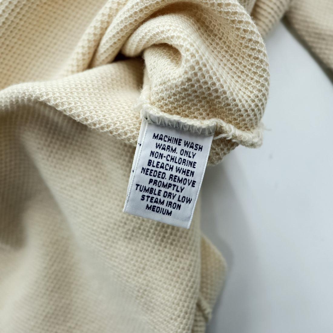 Polo Ralph Lauren 90年代 サーマル 長袖 ポロシャツ ラガーシャツ XL ベージュ スモールポニー刺繍