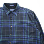 PENDLETON フランネルシャツ 長袖ウールシャツ XL グリーン チェック 胸ポケット LODGE SHIRT WASHABLE WOOL