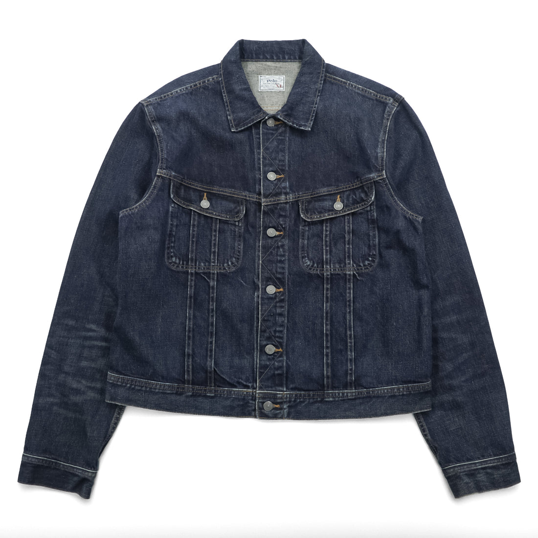 Polo Ralph Lauren Denim Jacket XL Indigo Blue Leather Patch