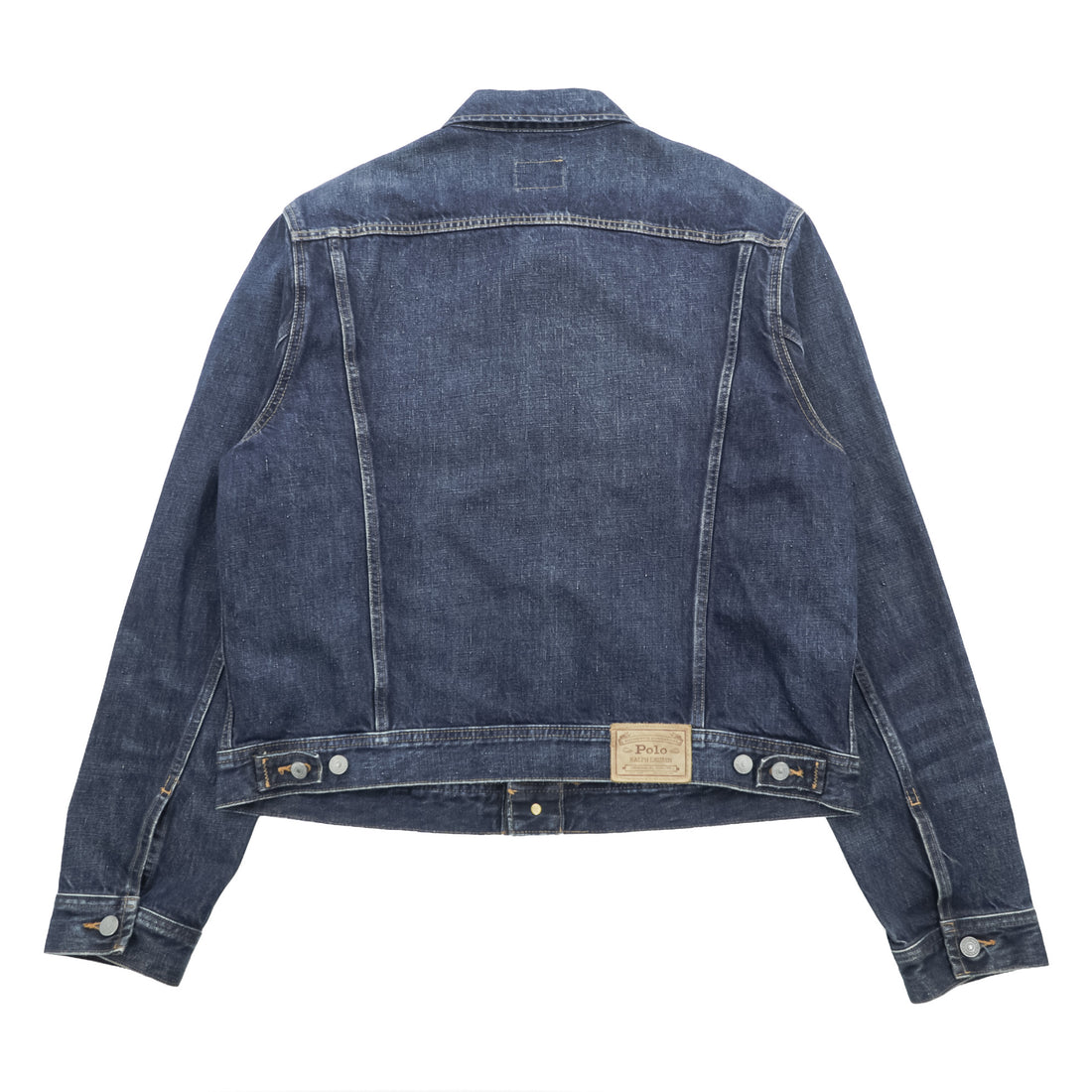 Polo Ralph Lauren Denim Jacket XL Indigo Blue Leather Patch