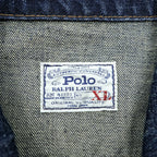 Polo Ralph Lauren Denim Jacket XL Indigo Blue Leather Patch