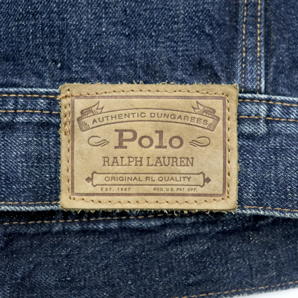 Polo Ralph Lauren Denim Jacket XL Indigo Blue Leather Patch