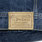 Polo Ralph Lauren Denim Jacket XL Indigo Blue Leather Patch
