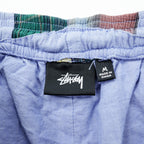 STUSSY パッチワーク イージーパンツ M ブルー マルチカラー マドラスチェック