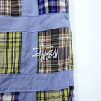 STUSSY パッチワーク イージーパンツ M ブルー マルチカラー マドラスチェック