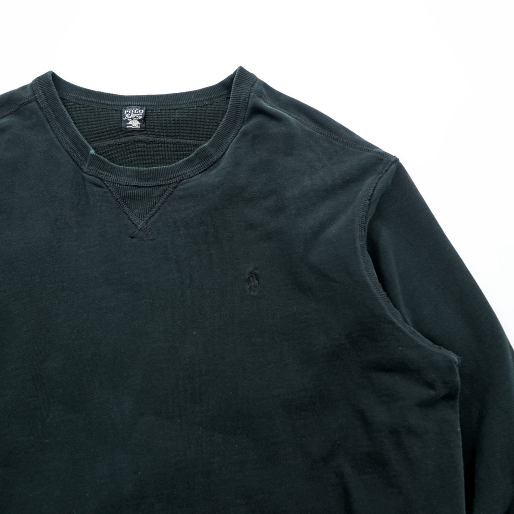 Polo Ralph Lauren リバーシブル 前V サーマル スウェット トレーナー 2XL ブラック スモールポニー刺繍