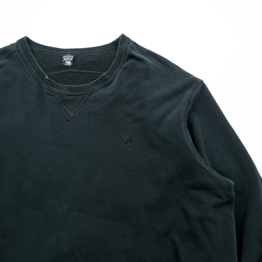 Polo Ralph Lauren リバーシブル 前V サーマル スウェット トレーナー 2XL ブラック スモールポニー刺繍