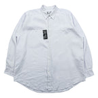 GOOUCH 90s Linen Shirt XL White Chest Pocket Big Size 100% Linen Deadstock Unused