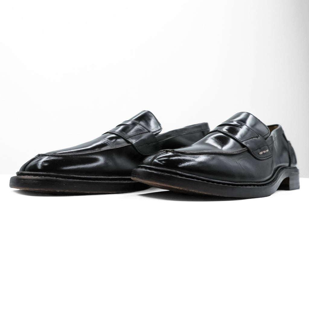 JOHN ASHFIELD Penny Loafers Black Leather Men's Size 9 Goodyear Welted Made in Italy English Style Classics