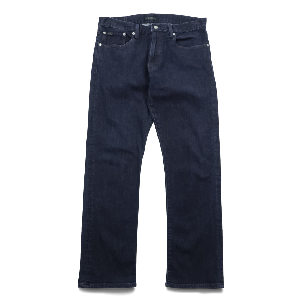Polo Ralph Lauren THE HAMPTON RELAXED Denim Pants, Size Small, Stretch, Dark Navy with Leather Patch
