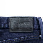 Polo Ralph Lauren THE HAMPTON RELAXED Denim Pants, Size Small, Stretch, Dark Navy with Leather Patch