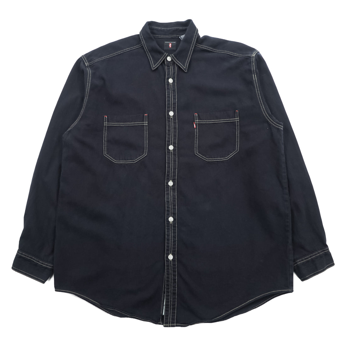 Levi's 90年代 RED TAB JEANS ワークシャツ XL ブラック ステッチ 胸ポケット 60560-0852