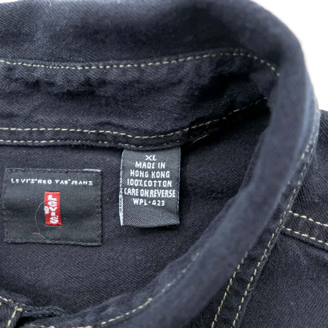Levi's 90年代 RED TAB JEANS ワークシャツ XL ブラック ステッチ 胸ポケット 60560-0852