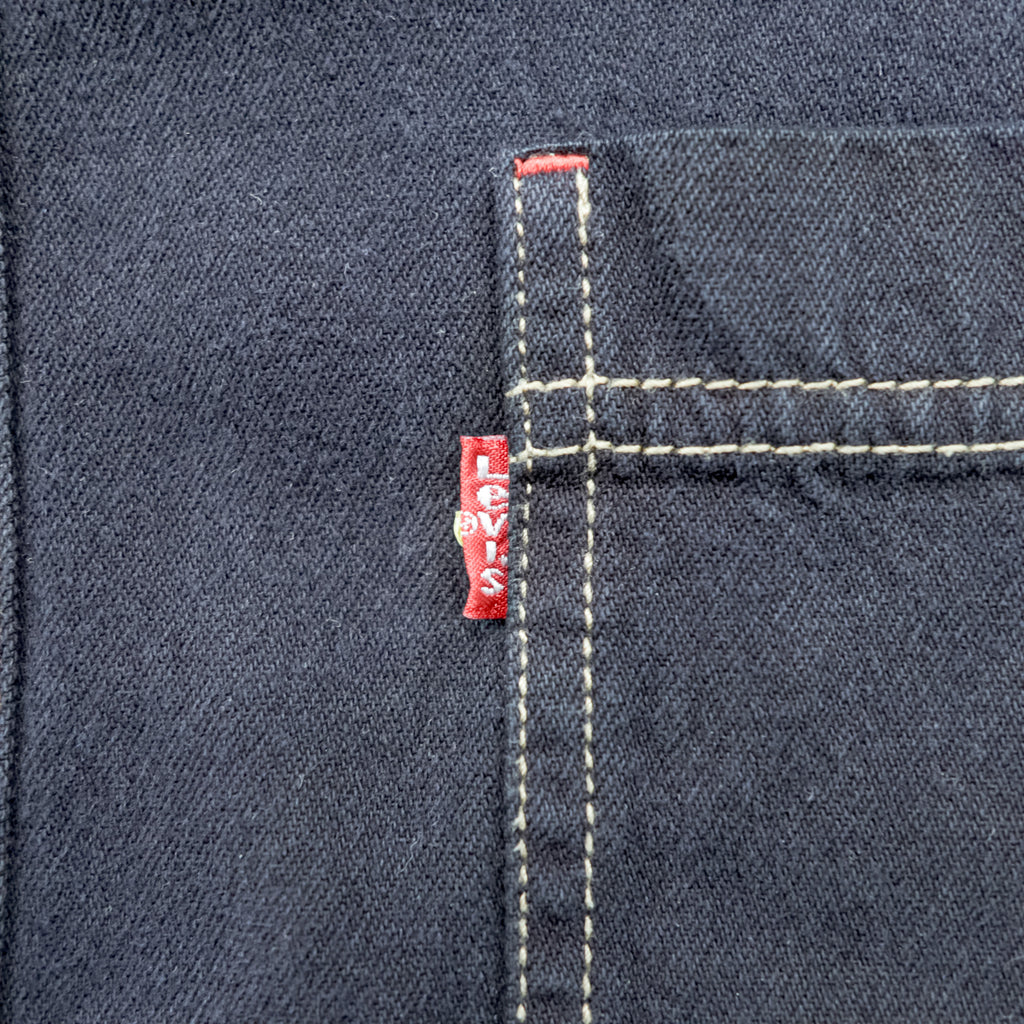 Levi's 90年代 RED TAB JEANS ワークシャツ XL ブラック ステッチ 胸ポケット 60560-0852