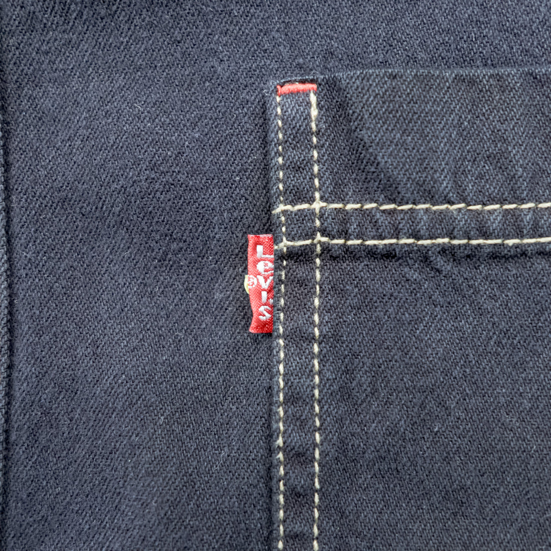 Levi's 90年代 RED TAB JEANS ワークシャツ XL ブラック ステッチ 胸ポケット 60560-0852