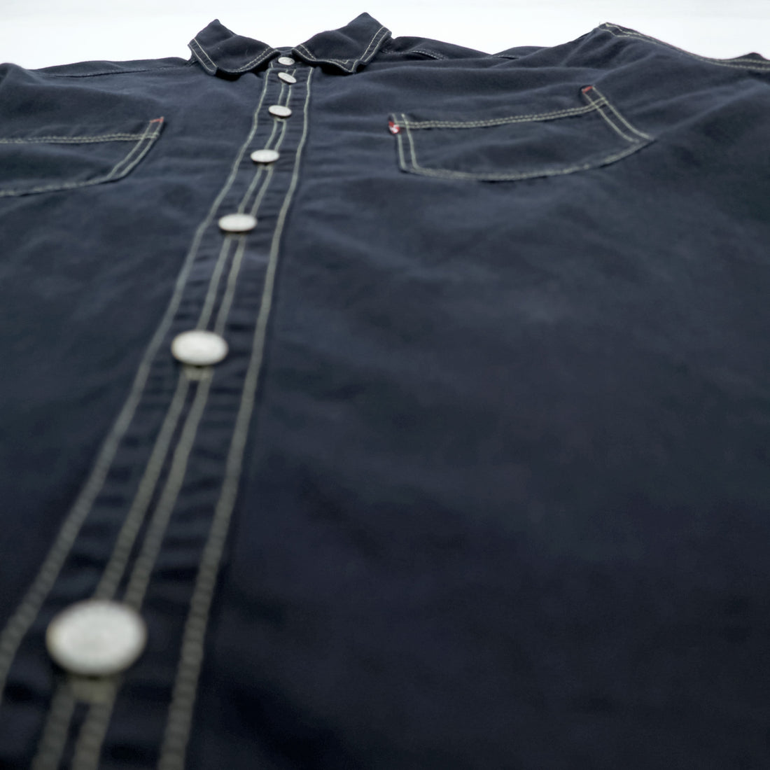 Levi's 90年代 RED TAB JEANS ワークシャツ XL ブラック ステッチ 胸ポケット 60560-0852