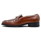 Vintage 70s FLORSHEIM Bit Loafers Brown Leather Shoes 9.5 D USA Made Shield Logo Dress Slips-ons Goodyear Welted
