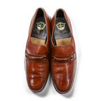 Vintage 70s FLORSHEIM Bit Loafers Brown Leather Shoes 9.5 D USA Made Shield Logo Dress Slips-ons Goodyear Welted