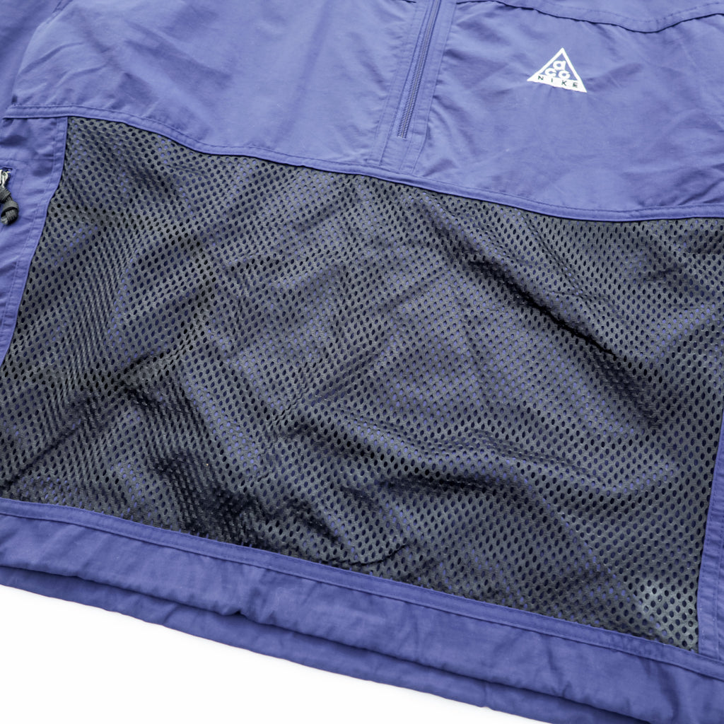 NIKE ACG 90s Half-Zip Anorak Hoodie Track Jacket, Size L, Mesh Pockets, Drawcord, Short Length