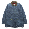 SPELL BOUND Made in Japan Denim Chore Coat Coverall M Indigo Corduroy Collar Blanket Lined