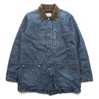 SPELL BOUND Made in Japan Denim Chore Coat Coverall M Indigo Corduroy Collar Blanket Lined