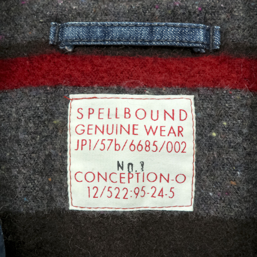 SPELL BOUND Made in Japan Denim Chore Coat Coverall M Indigo Corduroy Collar Blanket Lined