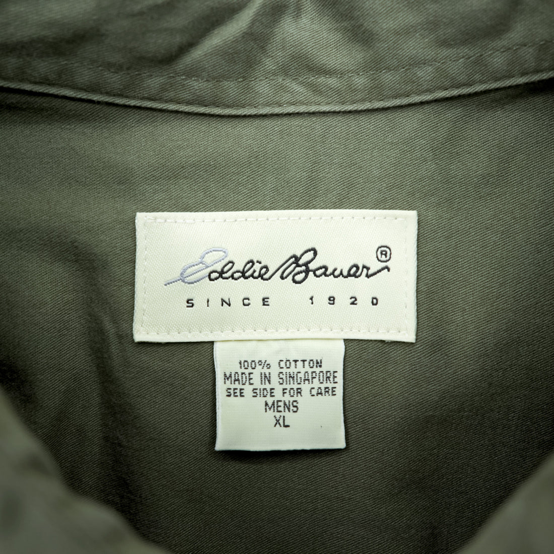 Eddie Bauer 90年代 ボタンダウンシャツ XL オリーブ コットン 胸ポケット ビッグサイズ