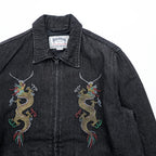 HOUSTON デニム ベトジャン スーベニアジャケット M ブラック 龍 刺繍 Bienhoa 1969-70 51480