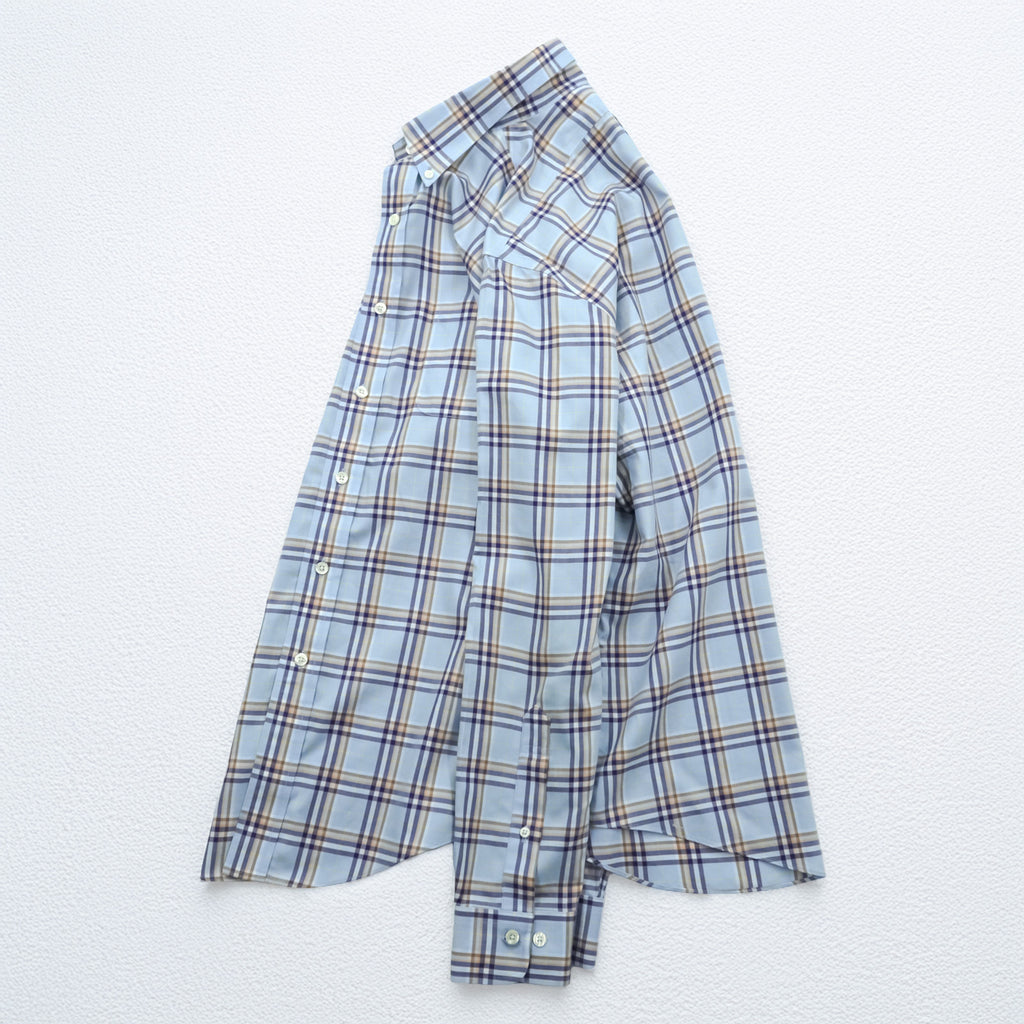 Brooks Brothers ボタンダウンシャツ M チェック ブルー コットン 胸ポケット ノンアイロン