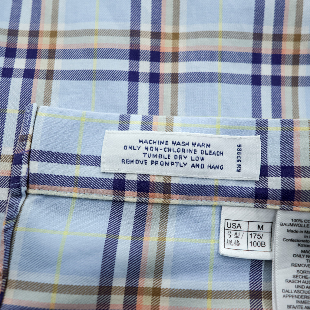 Brooks Brothers ボタンダウンシャツ M チェック ブルー コットン 胸ポケット ノンアイロン