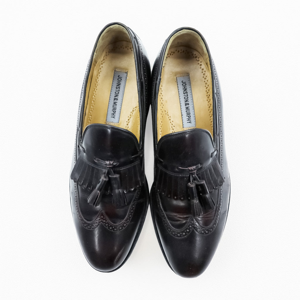 JOHNSTON&MURPHY fringe tassel loafers US10 bordeaux 24 08609