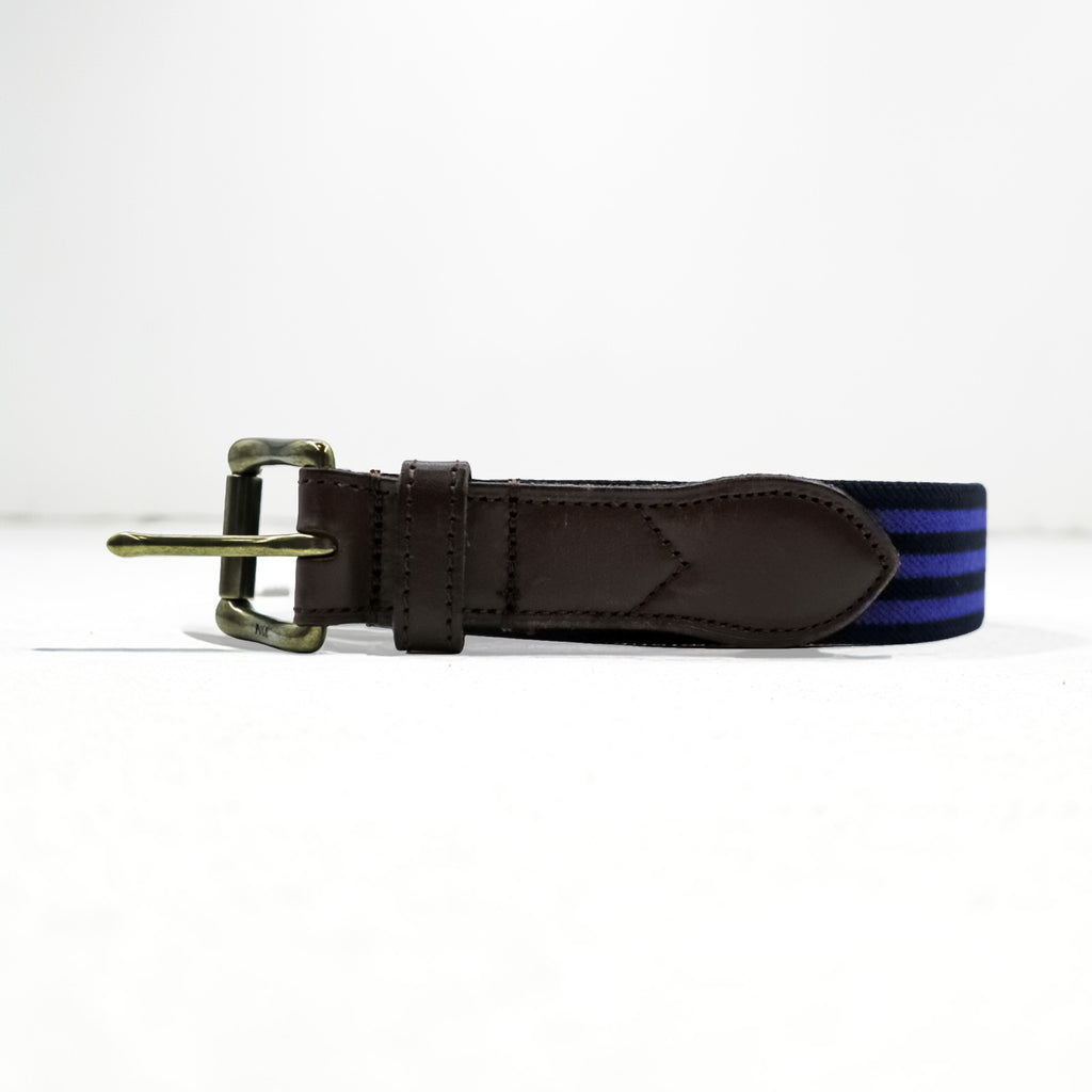 Polo Ralph Lauren Leather Elastic Ribbon Belt, Striped, Blue, Brown