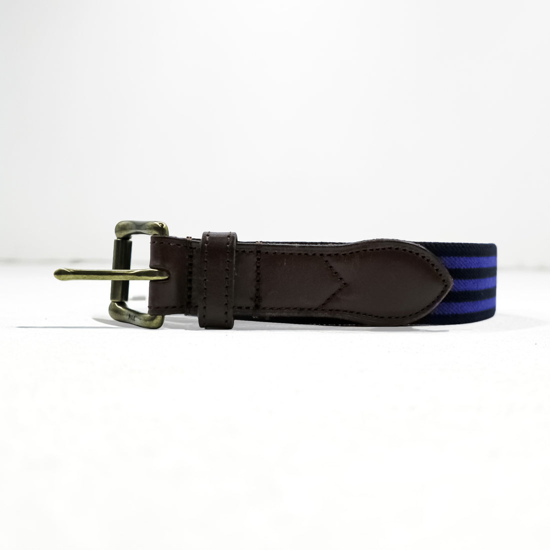 Polo Ralph Lauren Leather Elastic Ribbon Belt, Striped, Blue, Brown
